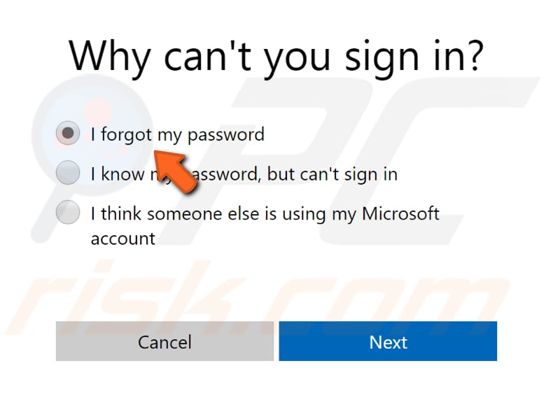como redefinir a sua palavra-passe do windows 10 com a ferramenta de redefinição de palavra-passe de contas Microsoft live passo 1