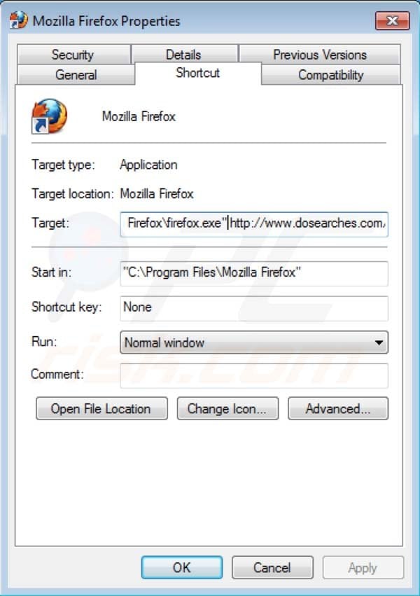 Remover DoSearches do atalho do Mozilla FireFox
