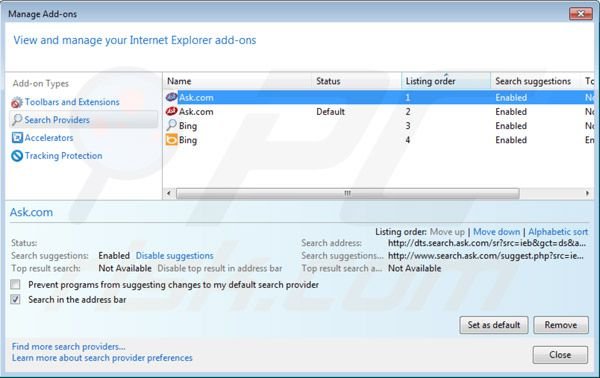 Remover Music toolbar do motor de busca padrão do Internet Explorer