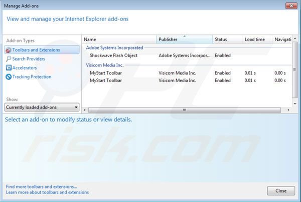 Remover Mystart.com das extensões do Internet Explorer
