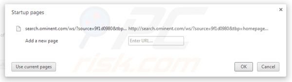 Remover search.ominent.com da página inicial do Google Chrome