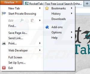 Remover Rocket Tab do Mozilla Firefox passo 1