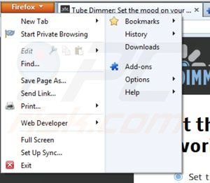 Remover Tube Dimmer do Mozilla Firefox passo 1