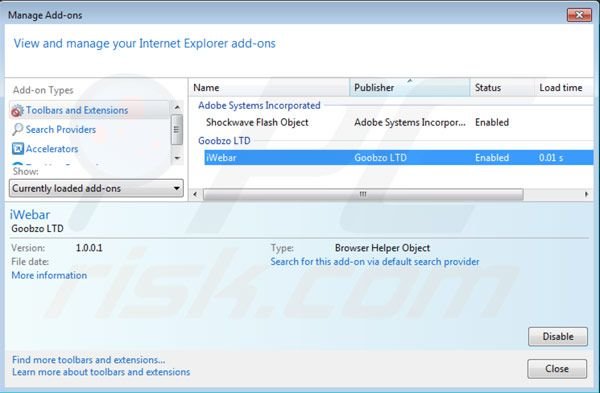Remover iWebar do Internet Explorer passo 2