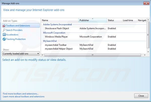 Remover start.mysearchdial.com das extensões do Internet Explorer