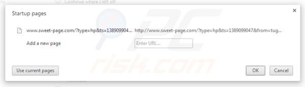 Remover Sweet-page.com da página inicial do Google Chrome