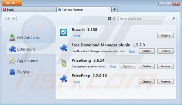 Remova buzz-it do Mozilla Firefox passo 2
