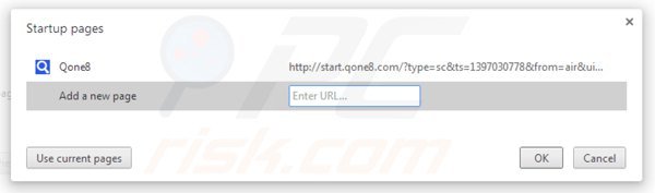 Remova start.qone8.com da página inicial do Google Chrome