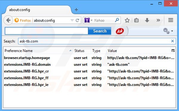 Remova ask-tb.com do motor de buca padrão do Mozilla Firefox