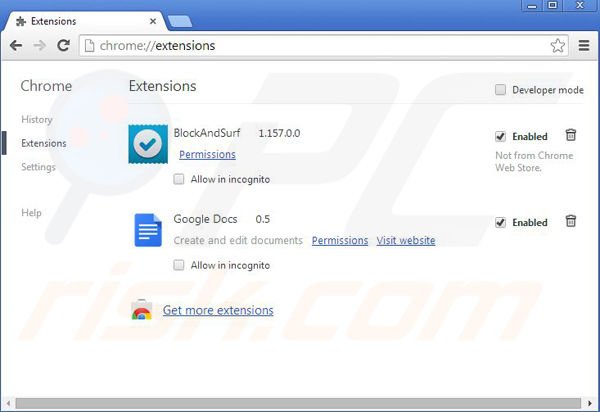 Remova os anúncios SaferSurf do Google Chrome passo 2
