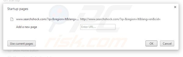 Removendo searchshock.com da página inicial do Google Chrome