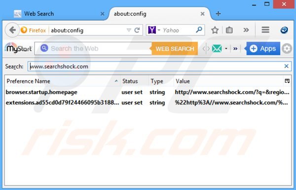 Removendo searchshock.com do motor de busca padrão do Mozilla Firefox
