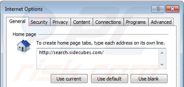 Removendo search.sidecubes.com da página inicial do Internet Explorer 