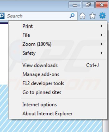 Remova PassWidget do Internet Explorer passo 1