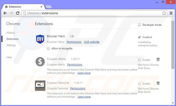 Remova os anúncios Browser Guard do Google Chrome passo 2