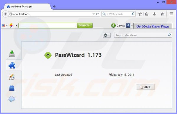 Remove PassWizard ads from Mozilla Firefox passo 2