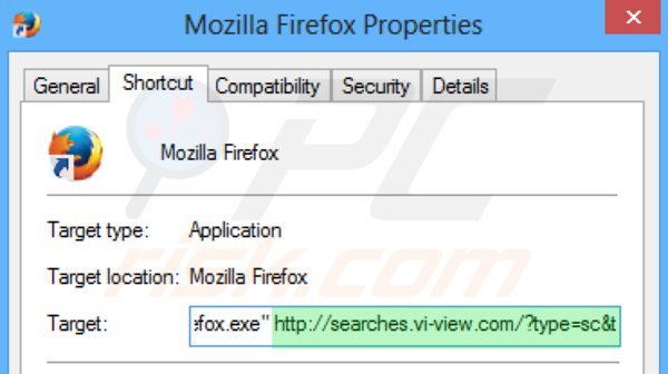 Removendo searches.vi-view.com do atalho do Mozilla Firefox passo 2