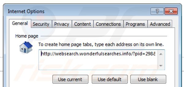 Removendo websearch.wonderfulsearches.info da página inicial do Internet Explorer
