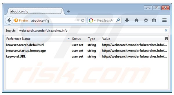 Removendo websearch.wonderfulsearches.info do motor de busca padrão do Mozilla Firefox