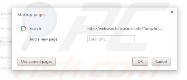Removendo websearch.fixsearch.info da página inicial do Google Chrome