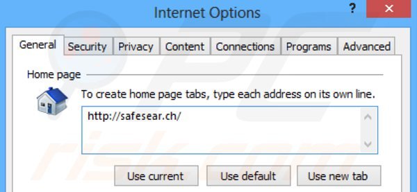 Removendo safesear.ch da página inicial do Internet Explorer 