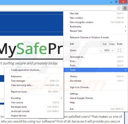 Remova os anúncios MySafeProxy do Google Chrome passo 1
