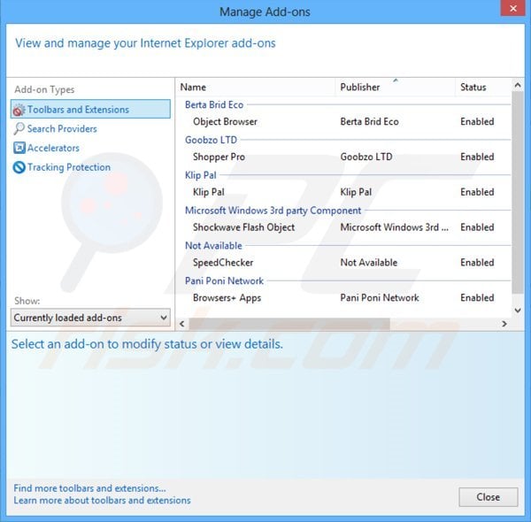 Remoção dos anúncios MySafeProxy do Internet Explorer passo 2
