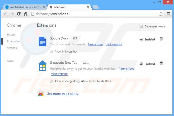Remova os anúncios PicColor do Google Chrome passo 2
