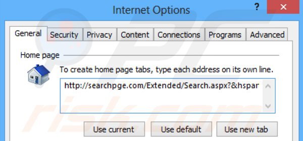 Removendo searchpge.com da página inicial do Internet Explorer 