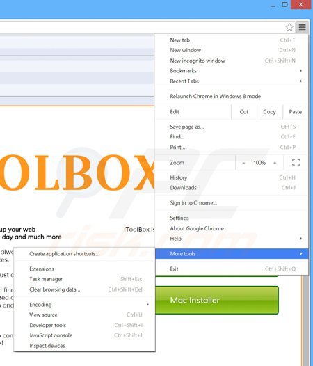 Remova os anúncios itoolbox do Google Chrome passo 1