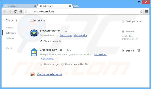 Remova os anúncios itoolbox do Google Chrome passo 2
