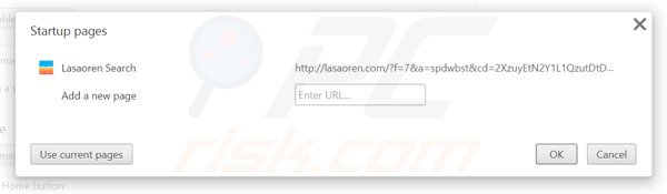 Removendo lasaoren.com da página inicial do Google Chrome