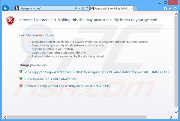 Rango Win8 Antivírus 2014 a bloquear os navegadores da Internet