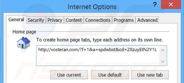 Removendo vosteran.com da página inicial do Internet Explorer 