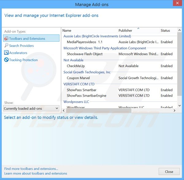 Removendo as extensões relacionadas a GamesDesktop do Internet Explorer do passo 2