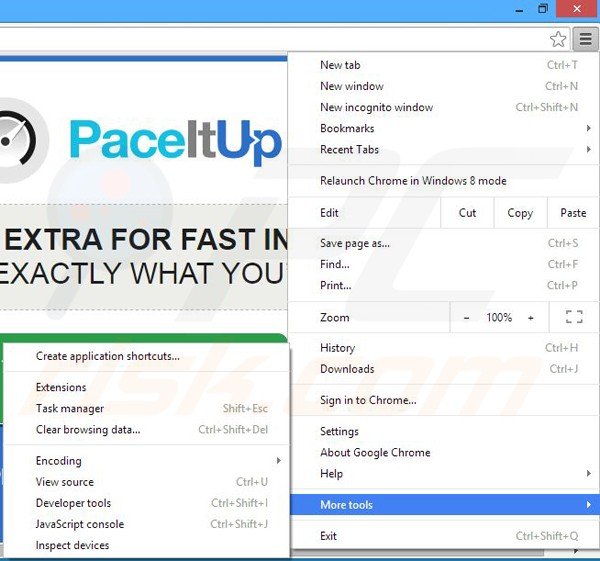 Removendo os anúncios PaceItUp de Google Chrome passo 1