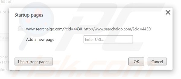 Remova a página inicial Searchalgo.com do Google Chrome