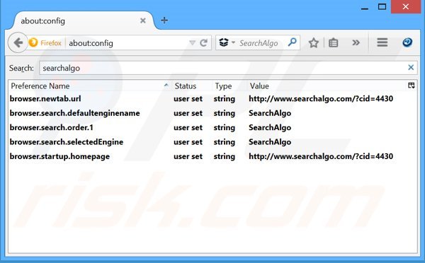 Removing Searchalgo.com from Mozilla Firefox default search engine