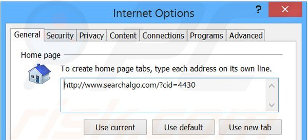 Removendo a página inicial searchalgo.com do Internet Explorer