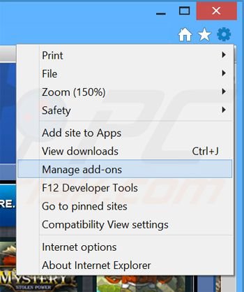 Removendo os anúncios GreatArcadeHits do Internet Explorer passo 1