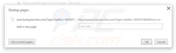 Remova luckysearches.com da página inicial do Google Chrome