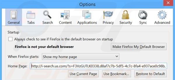 Removendo i-search.us.com da página inicial do Mozilla Firefox