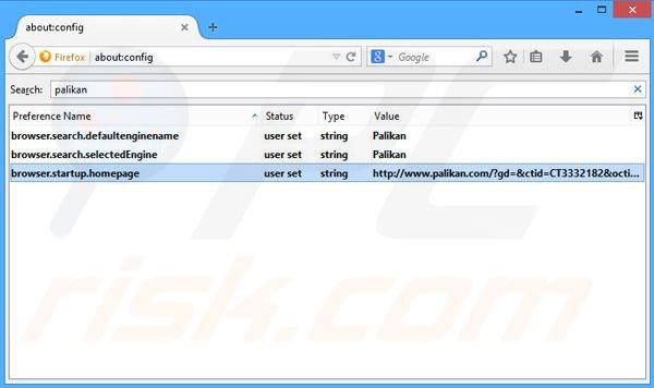 Removendo a página inicial palikan.com e motor de busca padrão do Mozilla Firefox