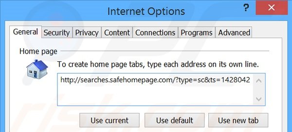 Removendo a página inicial searches.safehomepage.com do Internet Explorer