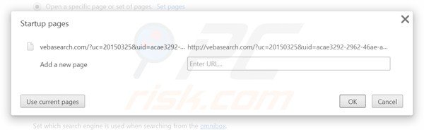  Remova a página inicial vebasearch.com do Google Chrome