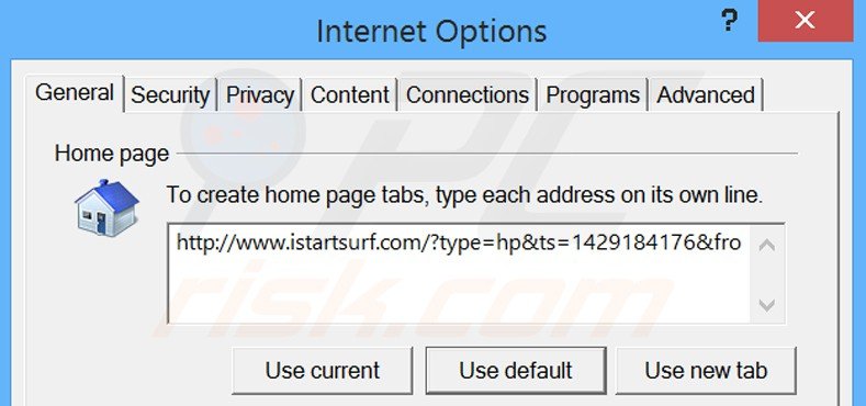 Removendo o URL relacionado a xtab da página inicial do Internet Explorer