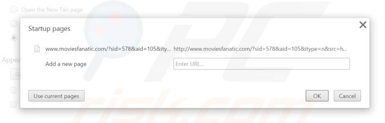Removendo a página inicial moviesfanatic.com do Google Chrome