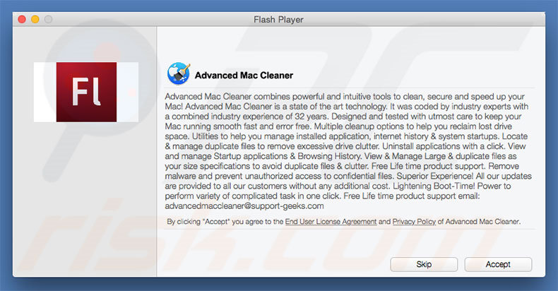 Instalador fraudulento usado para promover Advanced Mac Cleaner