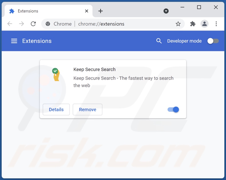 Remoção das extensões do Google Chrome relacionadas com o Keepecuresearch.com