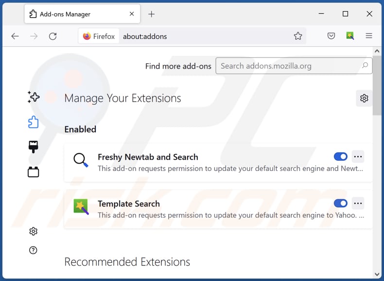 Remoção das extensões do Mozilla Firefox relacionadas com searchokay.com